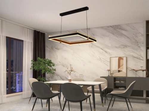 LED design mennyezeti lámpa 100W, 6500 lm, 3000K-6500K, IP20, fém-akril, fekete/arany - J4336/B