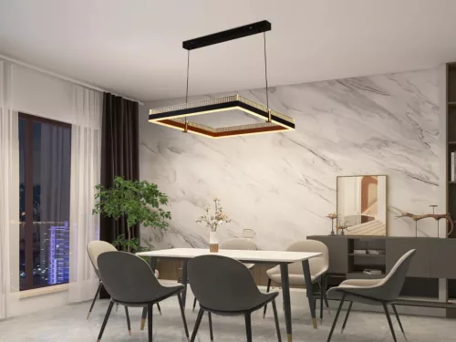 LED design mennyezeti lámpa 100W, 6500 lm, 3000K-6500K, IP20, fém-akril, fekete/arany - J4336/B