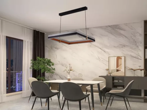 LED design mennyezeti lámpa 100W, 6500 lm, 3000K-6500K, IP20, fém-akril, fekete/arany - J4336/B