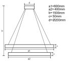 LED mennyezeti lámpa 140W, 8400 lm, 3000K-6500K állítható, dimmelhető, IP20, fém-akril J4339/B