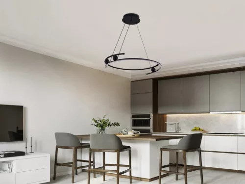 LED mennyezeti lámpa 50W, 3900 lm, 3000–6500K, IP20, fekete fém-akril - J4345/B