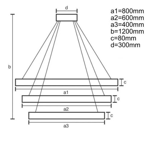 LED design mennyezeti lámpa 170W, 12500 lm, 3000K-6500K, IP20, 400x2+600x2+800x2 mm, arany - J4347/G