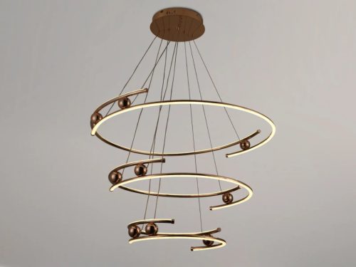 LED design mennyezeti lámpa 170W, 12500 lm, 3000K-6500K, IP20, 400x2+600x2+800x2 mm, arany - J4347/G