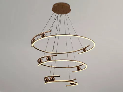 LED design mennyezeti lámpa 170W, 12500 lm, 3000K-6500K, IP20, 400x2+600x2+800x2 mm, arany - J4347/G