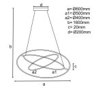 LED design mennyezeti lámpa 105W, 6300 lm, 3000K-6500K, IP20, 400+500+600 mm - J4350/CH