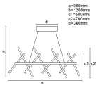 LED design mennyezeti lámpa 100W 500x5 + 700x3 mm IP20 3000-6500K dimmelhető SMART vezérlés - J4357/
