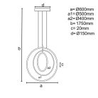 LED design függőlámpa 35W, 3500lm, 3000-6500K, IP20, fém-akril - J4358/G