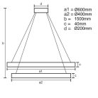 LED design mennyezeti lámpa 30W, 2800lm, 3000-6500K, IP20, fém-akril - J4359/G