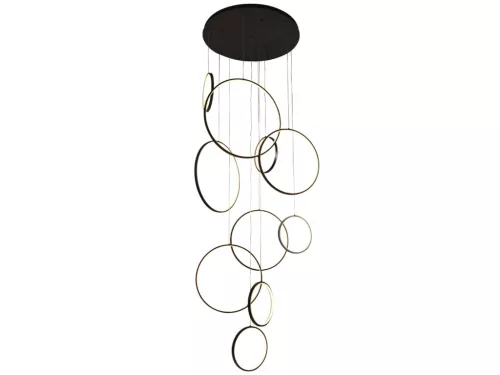 LED design mennyezeti lámpa 290W, 15500 lm, 3000K-6500K, fekete, IP20, 2x600+3x500+5x300 mm - J4371/