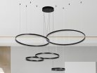 LED design mennyezeti lámpa 220W, 12500 lm, 3000K-6500K, fekete, IP20, 1000+800+600+400+300 mm - J43