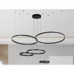   LED design mennyezeti lámpa 220W, 12500 lm, 3000K-6500K, fekete, IP20, 1000+800+600+400+300 mm - J43