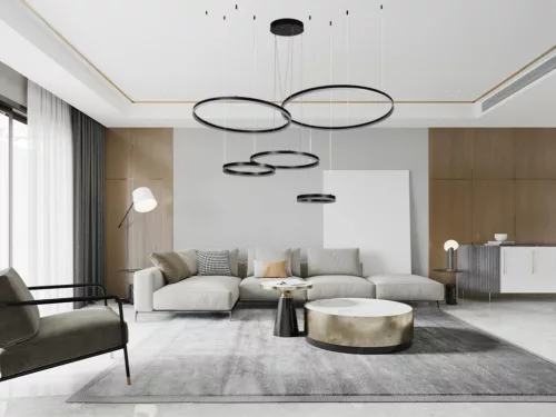 LED design mennyezeti lámpa 220W, 12500 lm, 3000K-6500K, fekete, IP20, 1000+800+600+400+300 mm - J43