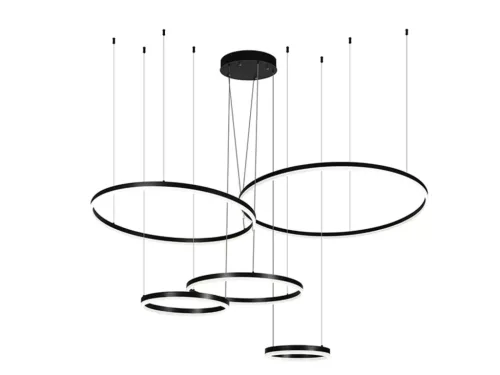 LED design mennyezeti lámpa 220W, 12500 lm, 3000K-6500K, fekete, IP20, 1000+800+600+400+300 mm - J43