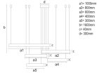 LED design mennyezeti lámpa 220W, 12500 lm, 3000K-6500K, fekete, IP20, 1000+800+600+400+300 mm - J43
