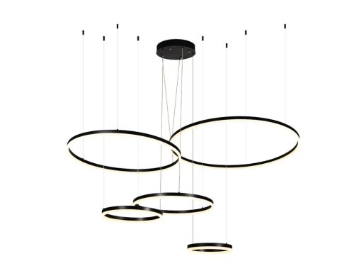 LED design mennyezeti lámpa 220W, 12500 lm, 3000K-6500K, fekete, IP20, 1000+800+600+400+300 mm - J43