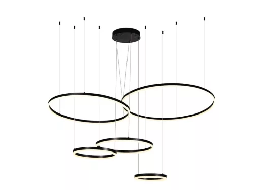 LED design mennyezeti lámpa 220W, 12500 lm, 3000K-6500K, fekete, IP20, 1000+800+600+400+300 mm - J43