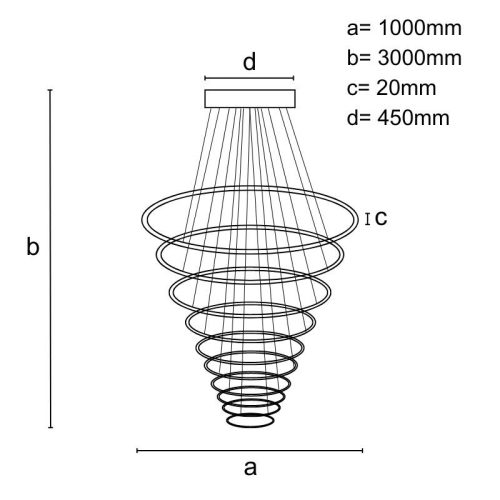 LED mennyezeti lámpa, 365W, 30000 lm, 3000K–6500K állítható, IP20, fém/akril, függesztett - J4373/B
