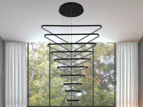 LED mennyezeti lámpa, 385W, 29000 lm, 3000K–6500K állítható, IP20, fém/akril, függesztett - J4374/B