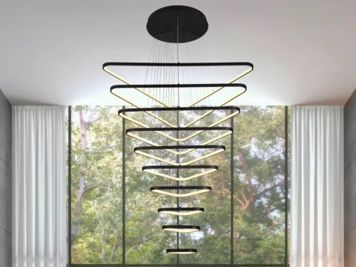 LED mennyezeti lámpa, 385W, 29000 lm, 3000K–6500K állítható, IP20, fém/akril, függesztett - J4374/B