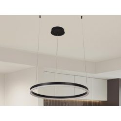   LED design mennyezeti lámpa 42W, 2800 lm, 3000K-6500K, fekete, IP20, 600mm - J4378/B