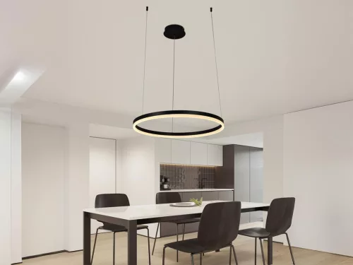 LED design mennyezeti lámpa 42W, 2800 lm, 3000K-6500K, fekete, IP20, 600mm - J4378/B