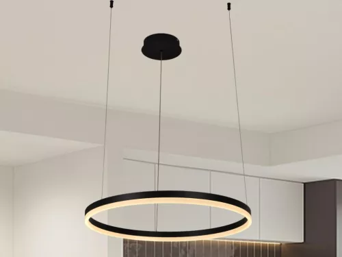 LED design mennyezeti lámpa 42W, 2800 lm, 3000K-6500K, fekete, IP20, 600mm - J4378/B