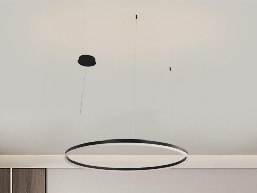 LED design mennyezeti lámpa 55W, 3700lm, 3000K-6500K, IP20, Ø800 mm, fekete - J4379/B