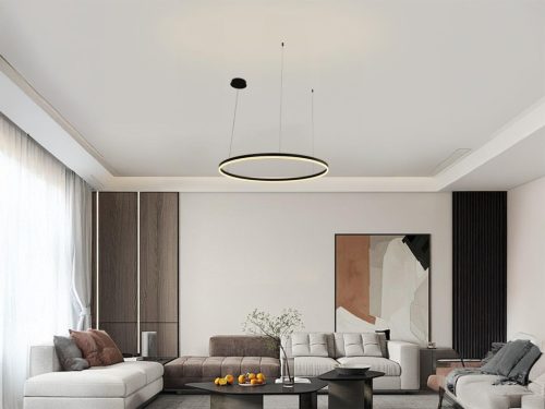 LED design mennyezeti lámpa 55W, 3700lm, 3000K-6500K, IP20, Ø800 mm, fekete - J4379/B