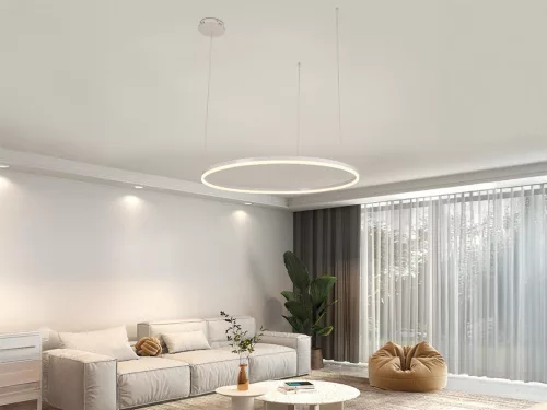 LED design mennyezeti lámpa 55W, 3700lm, 3000K-6500K, IP20, Ø800 mm, fehér - J4379/W