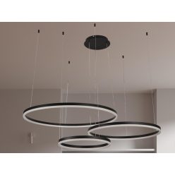   LED design mennyezeti lámpa 125W, 8200 lm, 3000K-6500K, fekete, IP20, Ø400+600+800 - J4384/B