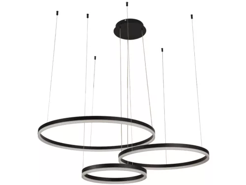 LED design mennyezeti lámpa 125W, 8200 lm, 3000K-6500K, fekete, IP20, Ø400+600+800 - J4384/B