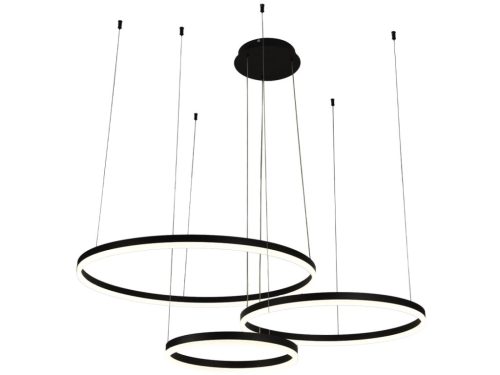 LED design mennyezeti lámpa 125W, 8200 lm, 3000K-6500K, fekete, IP20, Ø400+600+800 - J4384/B