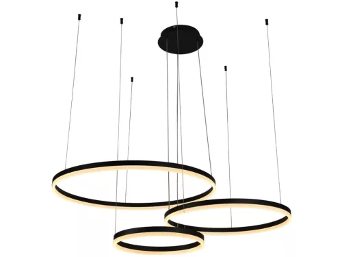 LED design mennyezeti lámpa 125W, 8200 lm, 3000K-6500K, fekete, IP20, Ø400+600+800 - J4384/B