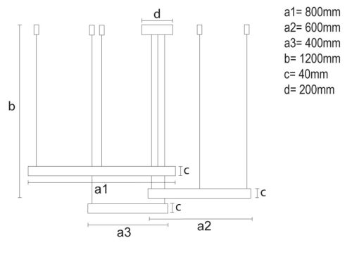 LED design mennyezeti lámpa 125W, 8200 lm, 3000K-6500K, IP20, Ø400+600+800 - J4384/G