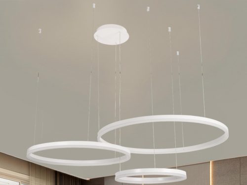 LED design mennyezeti lámpa 125W, 8200 lm, 3000K-6500K, IP20, fehér, Ø400+600+800 - J4384/W