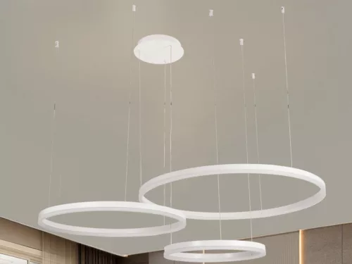 LED design mennyezeti lámpa 125W, 8200 lm, 3000K-6500K, IP20, fehér, Ø400+600+800 - J4384/W