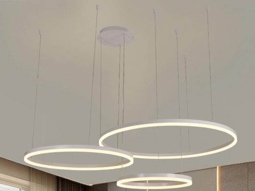 LED design mennyezeti lámpa 125W, 8200 lm, 3000K-6500K, IP20, fehér, Ø400+600+800 - J4384/W
