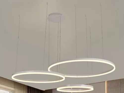 LED design mennyezeti lámpa 125W, 8200 lm, 3000K-6500K, IP20, fehér, Ø400+600+800 - J4384/W