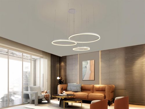 LED design mennyezeti lámpa 125W, 8200 lm, 3000K-6500K, IP20, fehér, Ø400+600+800 - J4384/W