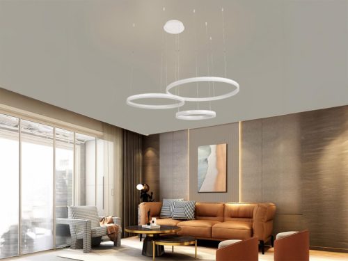 LED design mennyezeti lámpa 125W, 8200 lm, 3000K-6500K, IP20, fehér, Ø400+600+800 - J4384/W