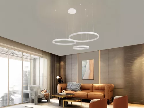 LED design mennyezeti lámpa 125W, 8200 lm, 3000K-6500K, IP20, fehér, Ø400+600+800 - J4384/W