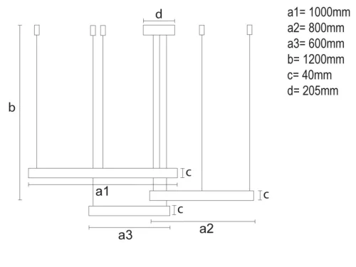 LED dizájn mennyezeti lámpa 170W, 3000–6500K, Ø600+800+1000mm - J4385/B