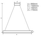 LED design mennyezeti lámpa 50W, 600 mm, 3000-6500K, IP20 - J6301/C