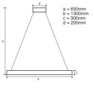 LED design mennyezeti lámpa 130W, Ø600x300 mm, 3000K-6500K, IP20 - J6304/C