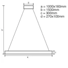 LED design mennyezeti lámpa 105W, 1000x300 mm, 3000K-6500K, IP20 - J6306/C