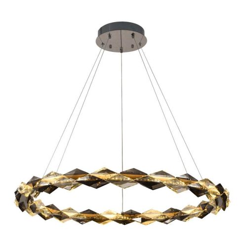 LED design mennyezeti lámpa 55W, 3700 lm, 3000K-6500K, Ø800 mm, fém/kristály - J6328/CH
