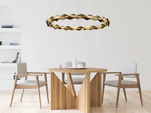 LED design mennyezeti lámpa 55W, 3700 lm, 3000K-6500K, Ø800 mm, fém/kristály - J6328/CH