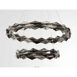   LED design mennyezeti lámpa 65W, 4300 lm, 3000K-6500K, 400+600 mm, fém/kristály, IP20 - J6329/CH