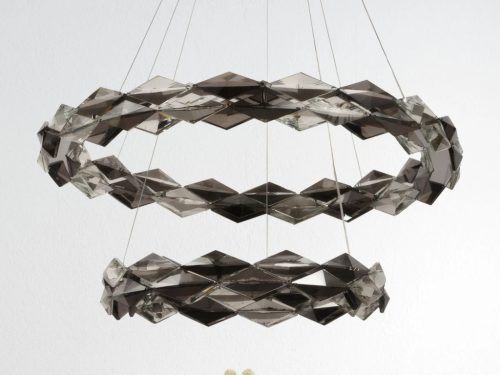 LED design mennyezeti lámpa 65W, 4300 lm, 3000K-6500K, 400+600 mm, fém/kristály, IP20 - J6329/CH