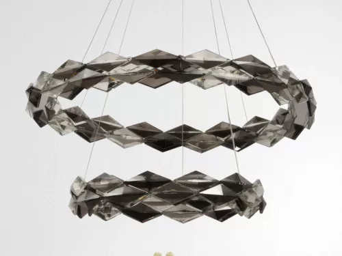 LED design mennyezeti lámpa 65W, 4300 lm, 3000K-6500K, 400+600 mm, fém/kristály, IP20 - J6329/CH